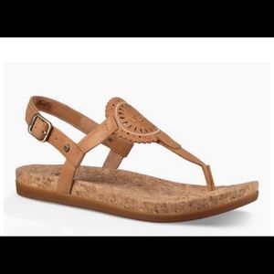 UGG Leather Ayden II Cork Thong Sandal 9.5